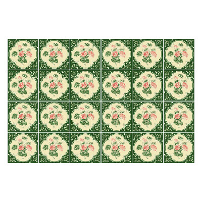 Autocolante pentru gresie Ornamente florale în cercuri