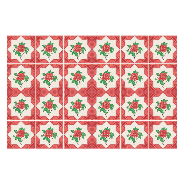 Autocolante gresie si faianta Motive florale de trandafiri