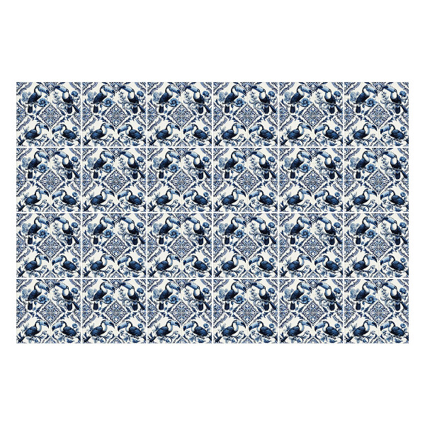 Autocolante pentru gresie Păsări și flori elegante