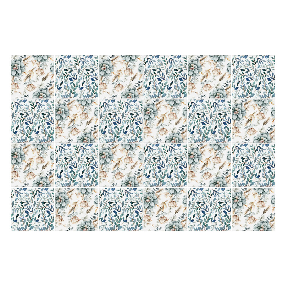 Autocolante pentru gresie Motiv cu plante florale