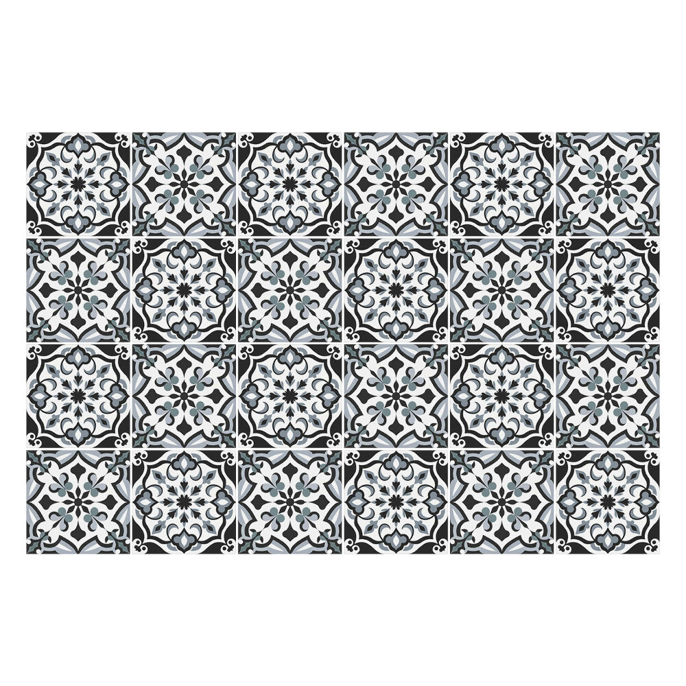 Autocolante pentru gresie Ornamente florale în cercuri