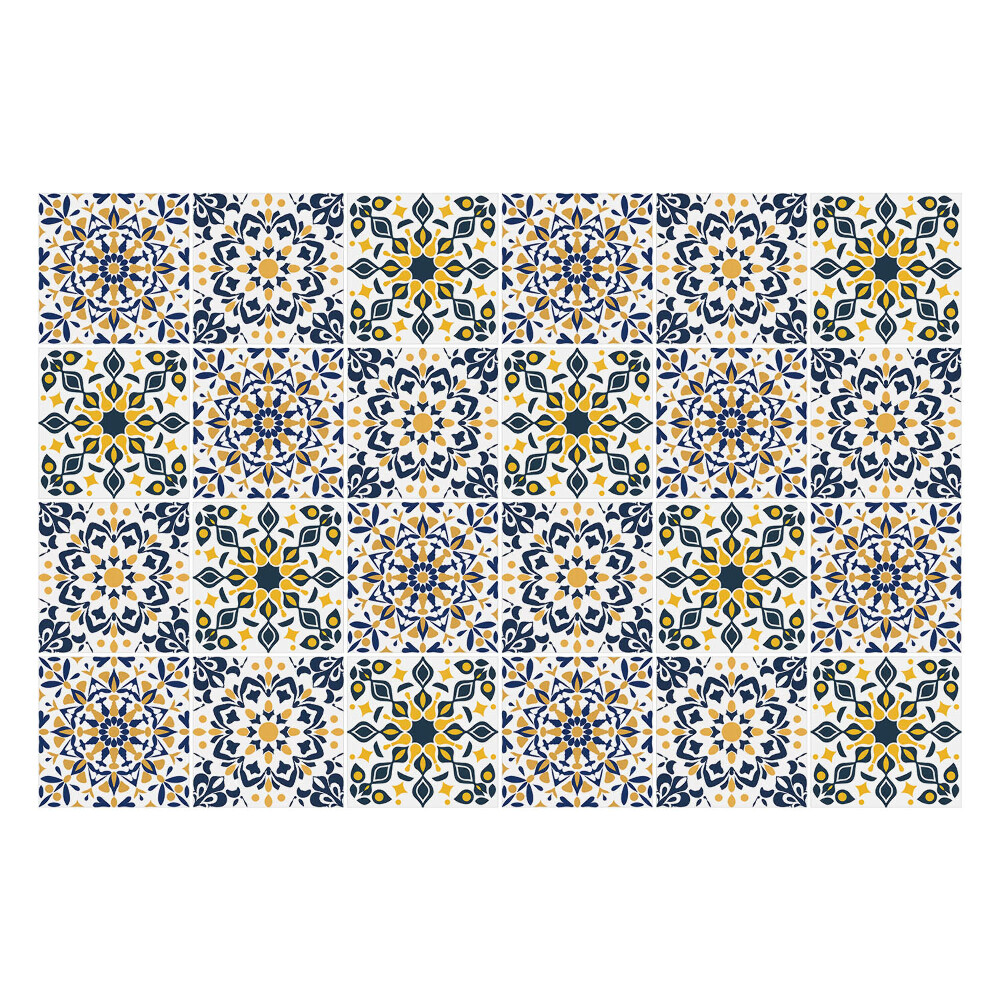 Autocolante gresie si faianta Flori și frunze geometrice