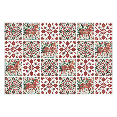 Autocolante pentru gresie Folclor cai și flori