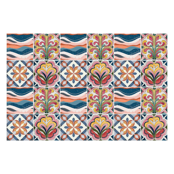 Autocolante pentru gresie Motive florale și valuri