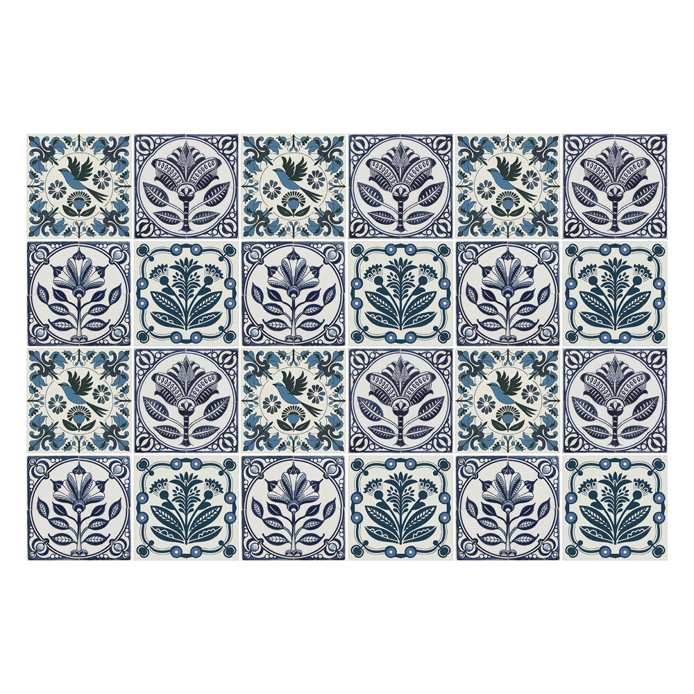 Autocolante gresie Plante și păsări