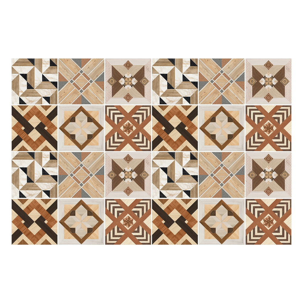 Autocolante pentru gresie Geometria formelor din lemn