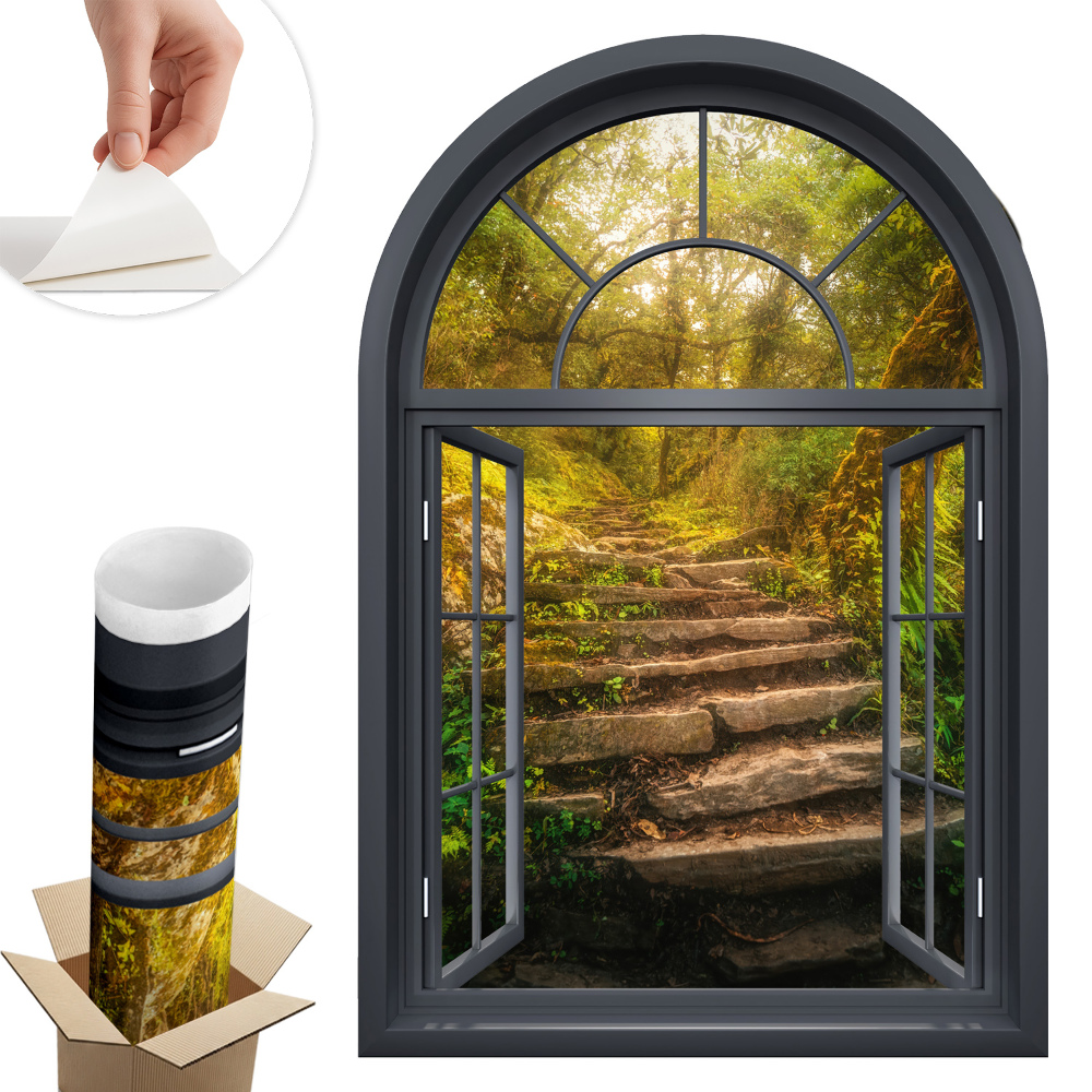 Autocolant perete fereastră 68x100 Fereastra pădurii