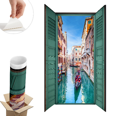 Autocolant perete fereastră 58x100 Un canal pitoresc