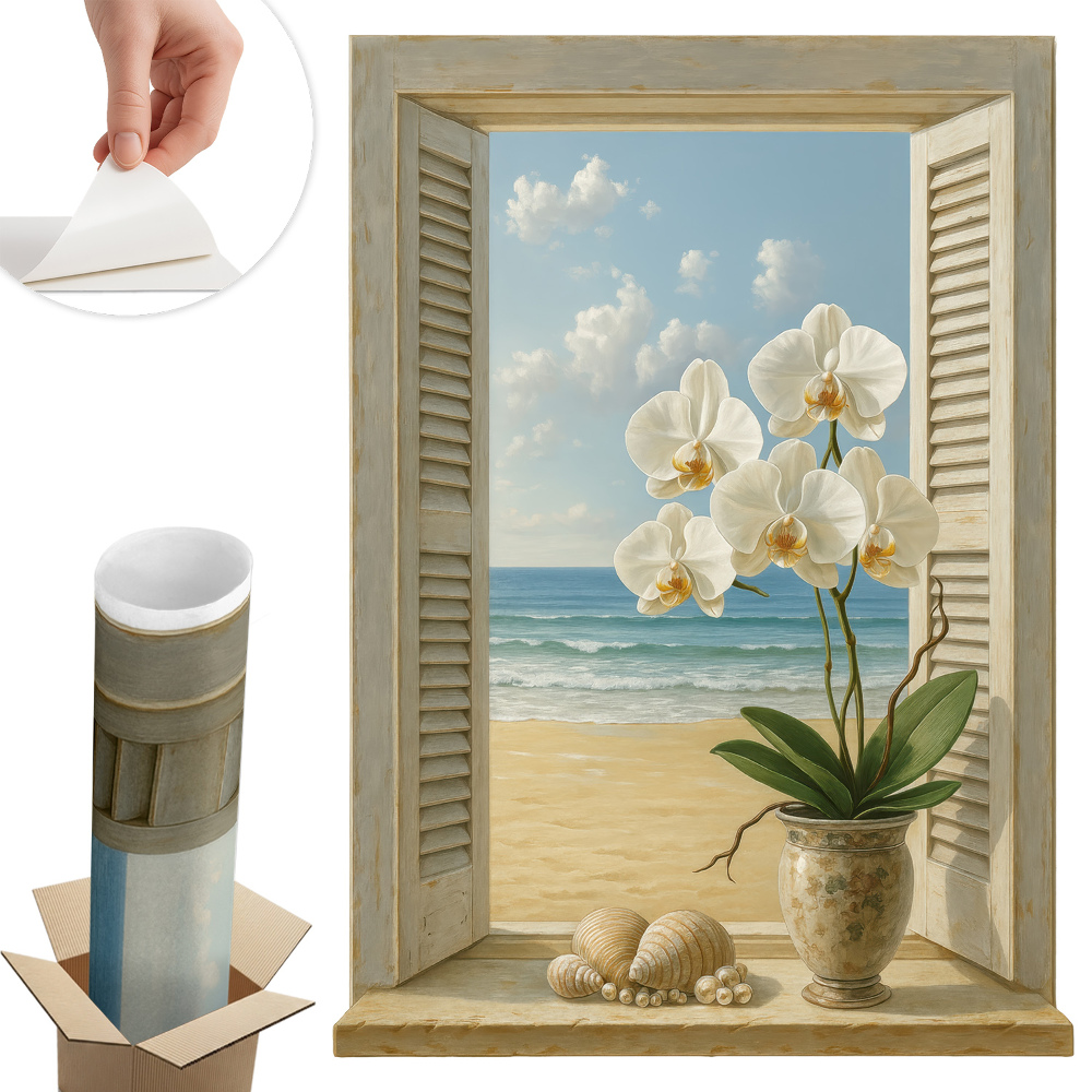 Autocolant perete fereastră 72x100 Fereastra mării