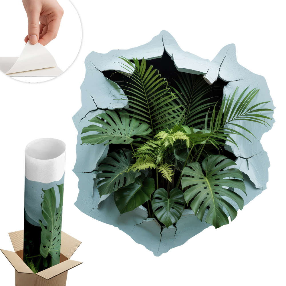 Sticker perete gaură 3D 90x100 Explozie la o plantă