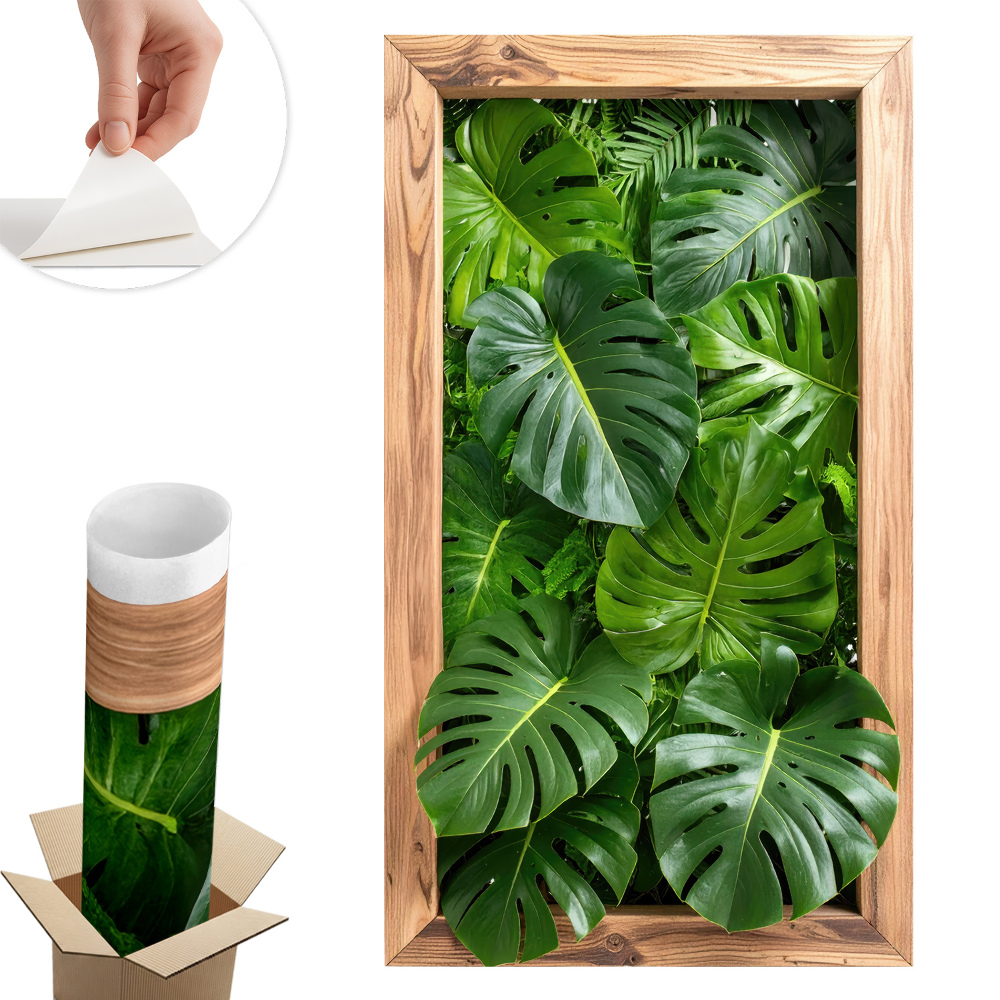 Autocolant perete fereastră 57x100 Frunze de Monstera