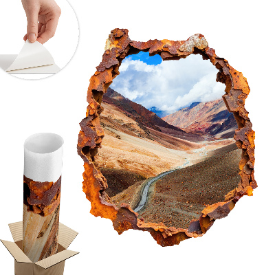 Sticker perete gaură 3D 83x100 Peisaj montan