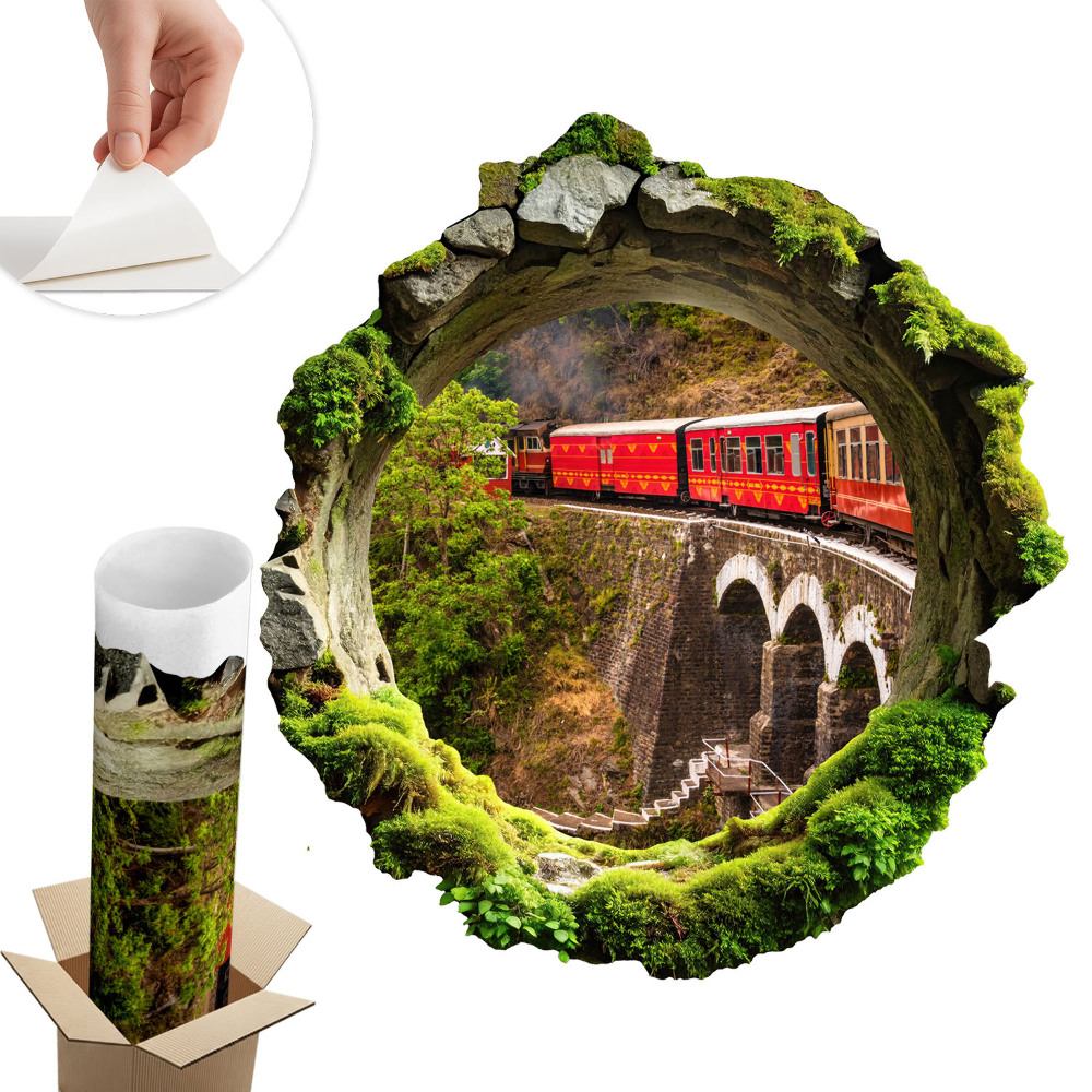 Sticker perete gaură 3D 93x100 Vedere verde