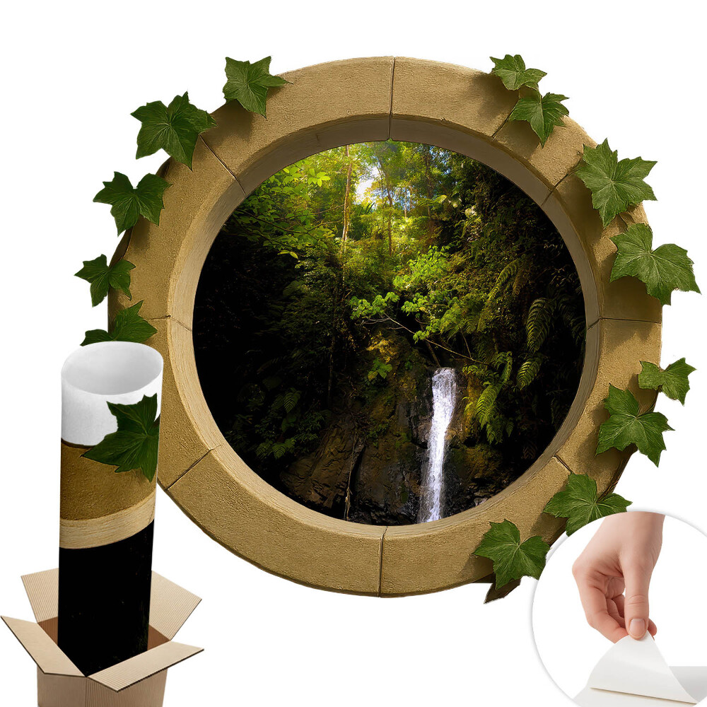 Autocolant perete fereastră 100x87 Peisaj verde