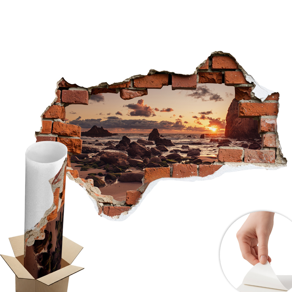 Sticker perete gaură 3D 100x67 Coasta Viselor