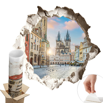 Sticker perete gaură 3D 100x95 Piața orașului