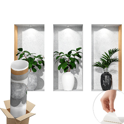 Abțibild de perete 3d 100x62 Nișe de plante
