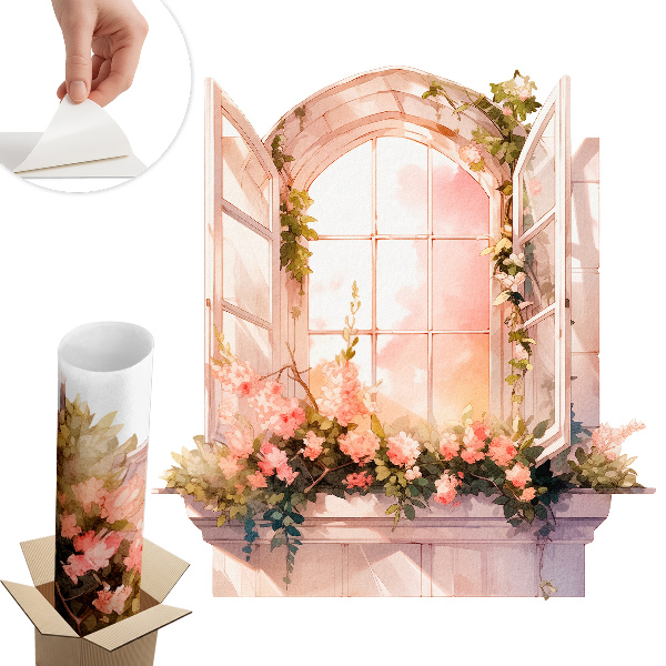 Autocolant perete fereastră 122x130 Fereastră romantică