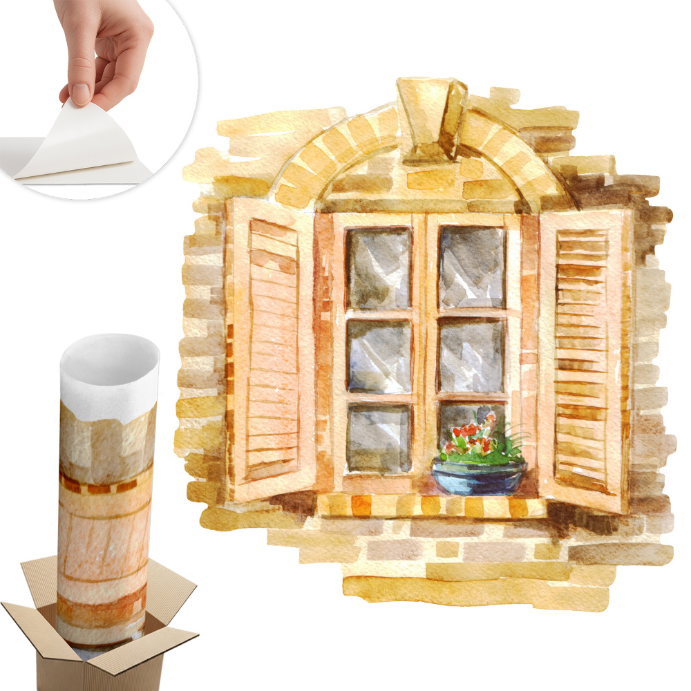 Autocolant perete fereastră 121x130 Fereastră idilică