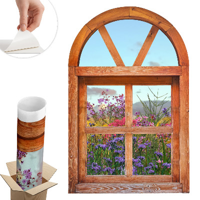 Autocolant perete fereastră 85x130 Fereastra cu flori