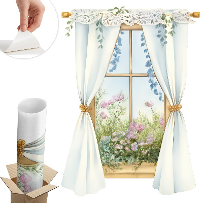 Autocolant perete fereastră 95x130 Perdele cu vedere