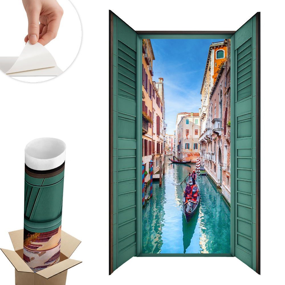 Autocolant perete fereastră 75x130 Un canal pitoresc