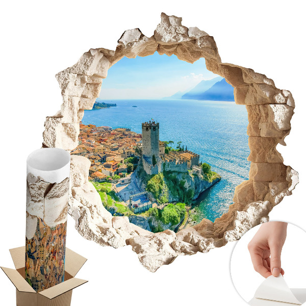Sticker perete gaură 3D 130x128 Castelul Cliff