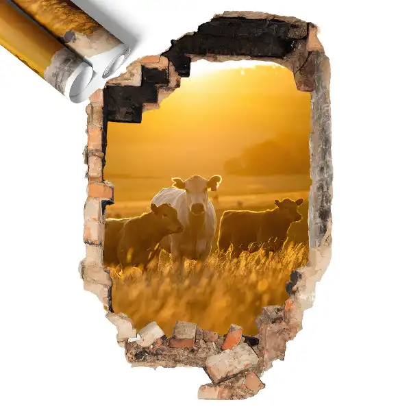 Sticker gaură 3D 40x60 Peisaj rural