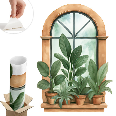 Fototapet fereastră 3d 42x60 Plante de fereastră.