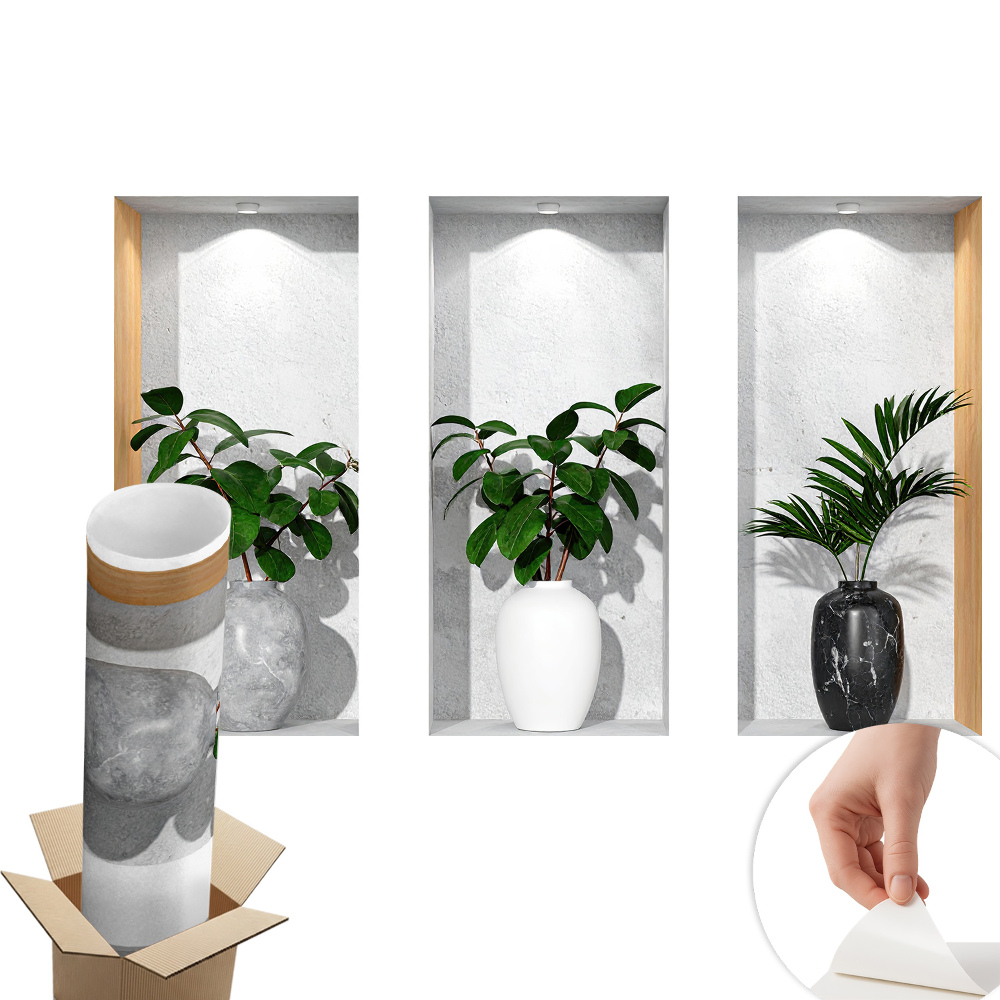 Abțibild perete 3d 60x37 Nișe de plante