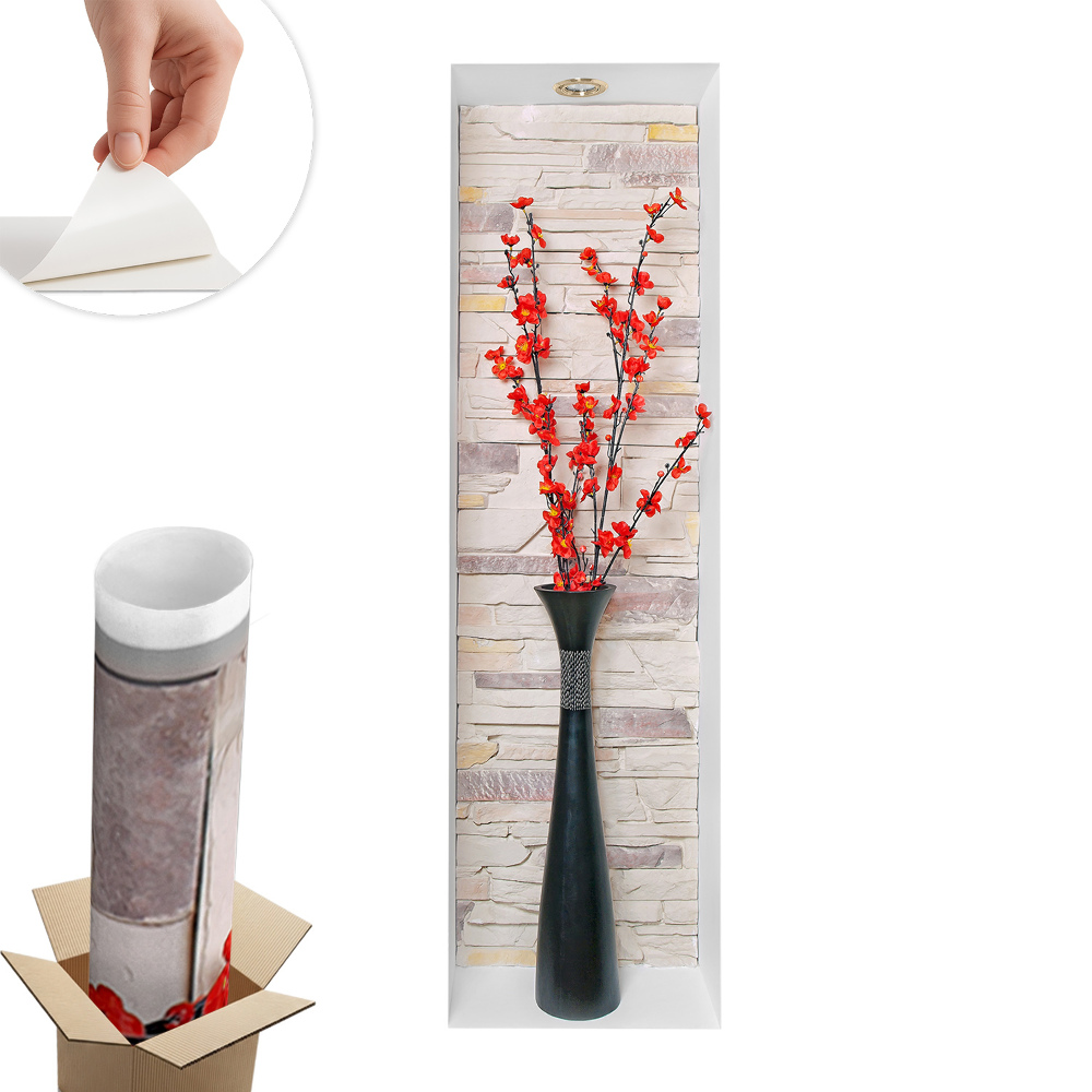 Abțibild perete 3d 18x60 Flori și pietre