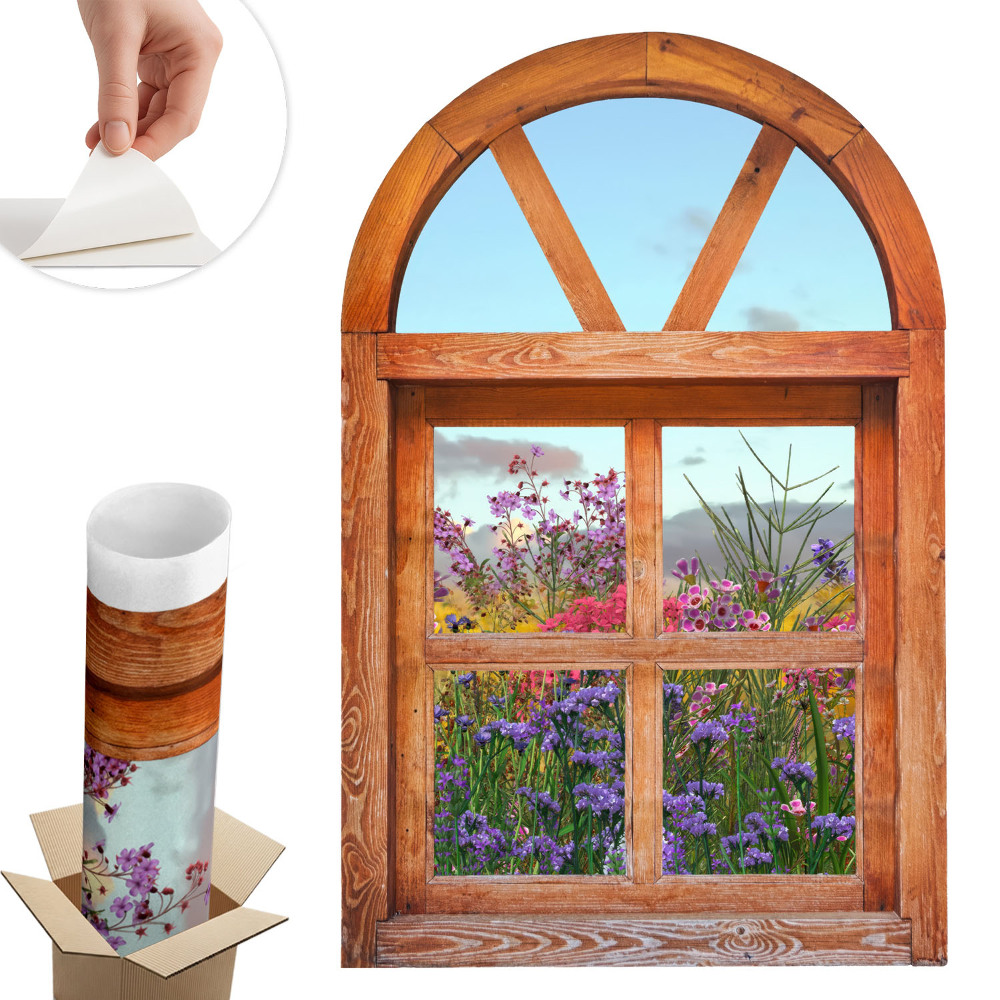 Fototapet fereastră 3d 52x80 Fereastra cu flori