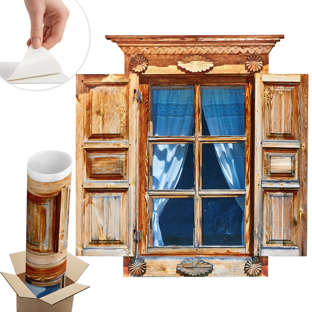 Fototapet fereastră 3d 77x80 Fereastră rustică