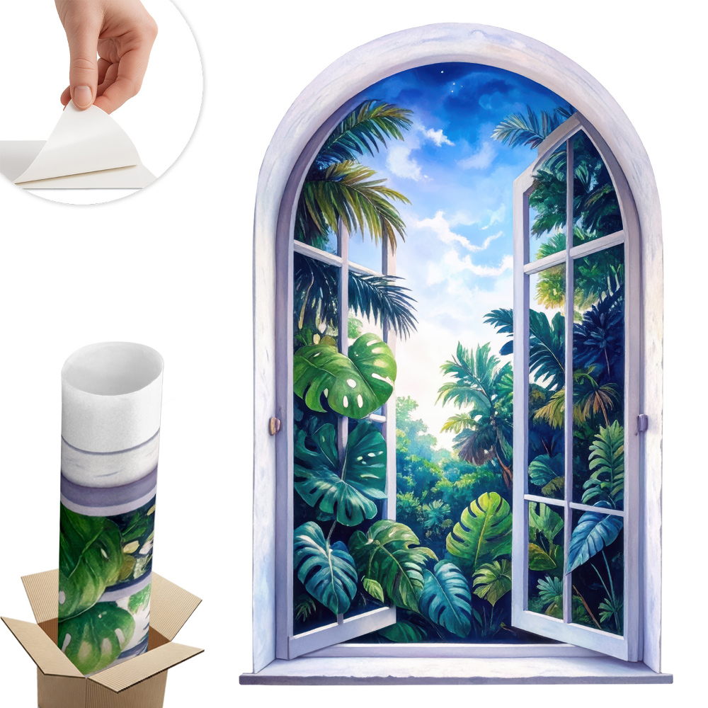 Fototapet fereastră 3d 53x80 Vedere tropicală