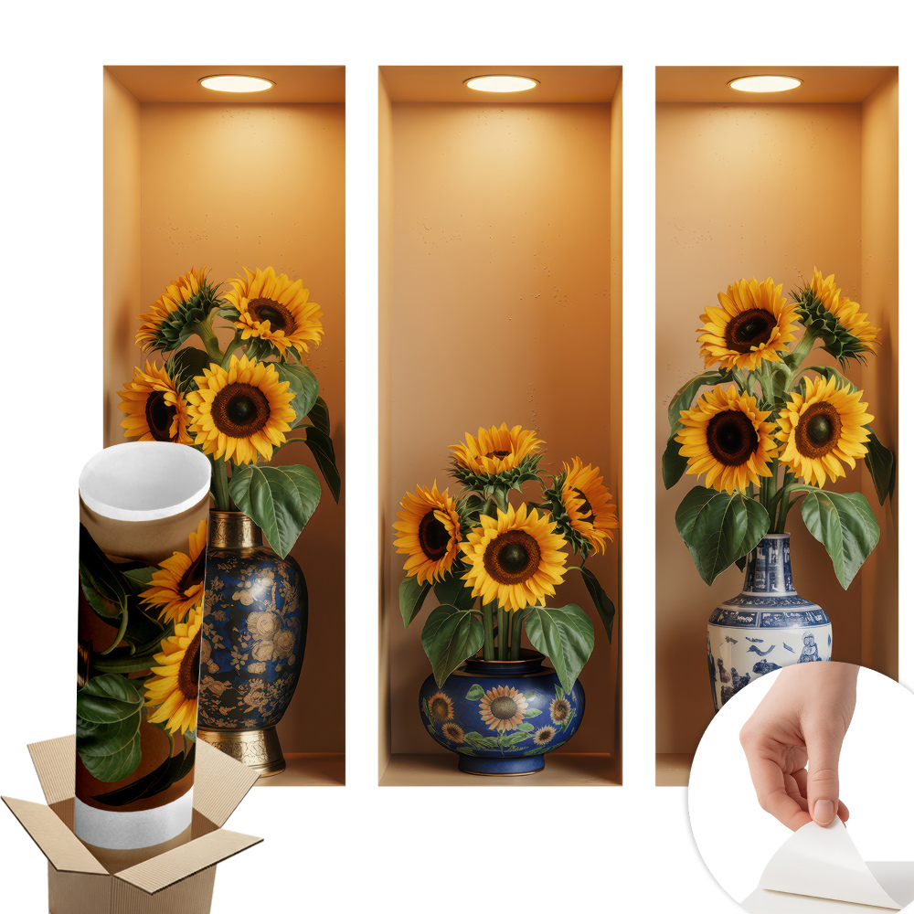 Abțibild perete 3d 80x73 Buchete de floarea-soarelui