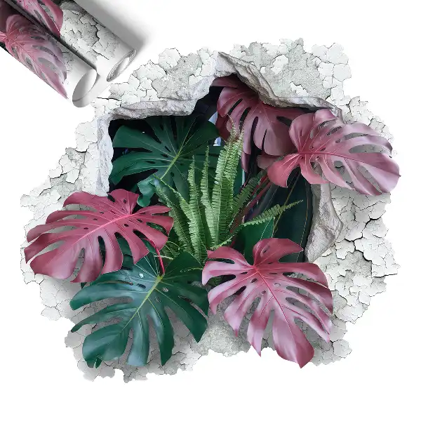 Sticker gaură 3D 80x73 Compoziție tropicală