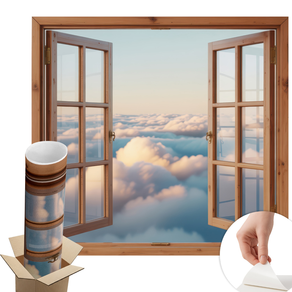 Fototapet fereastră 3d 80x74 Norii cerului