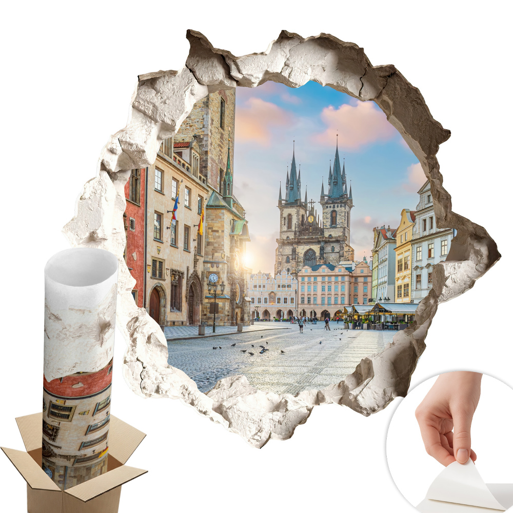 Sticker gaură 3D 80x76 Piața orașului