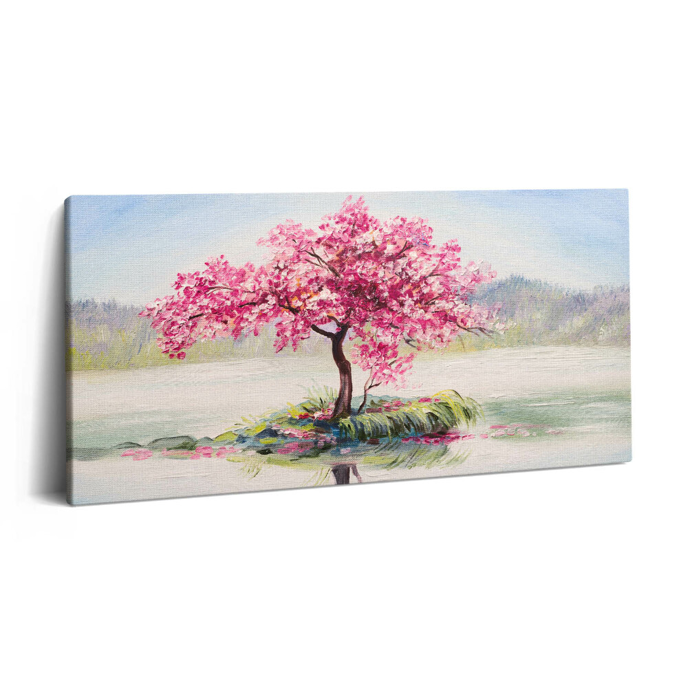 Tablou tipărite pe pânză 100x50 Mozaic care înfățișează un copac înflorit al îndrăgostiților