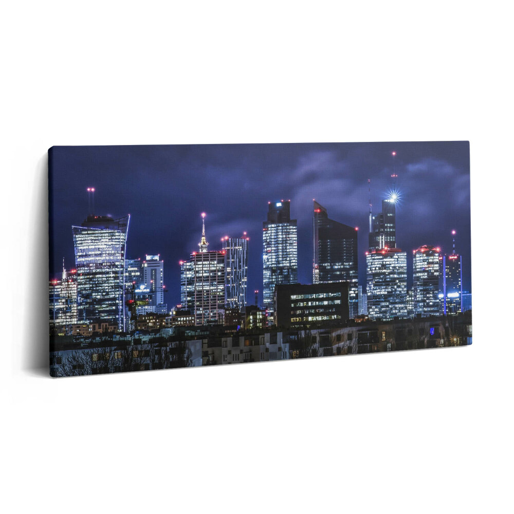 Tablou tipărite pe pânză 100x50 Clădirile orașului noaptea