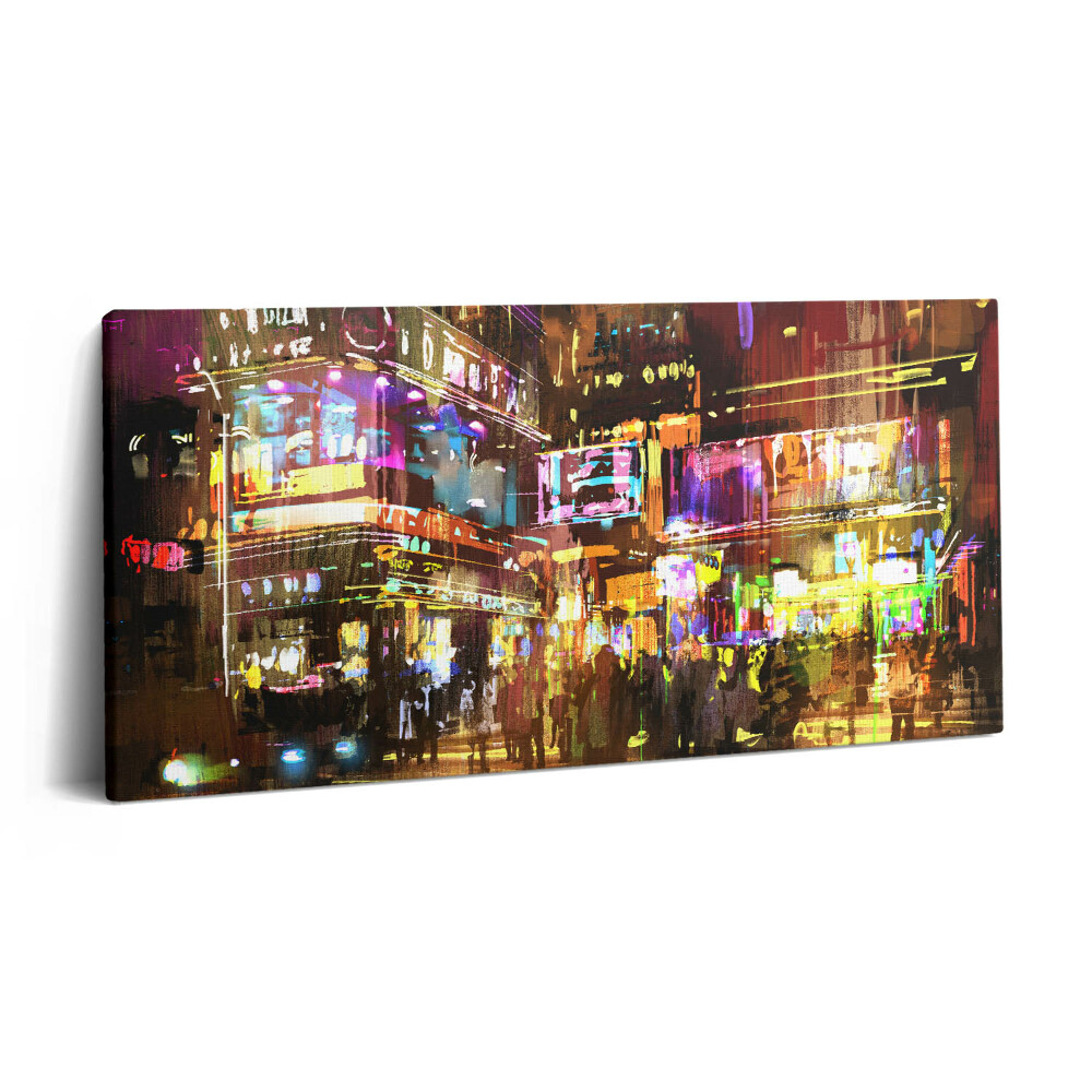 Tablou tipărite pe pânză 100x50 Ilustrație a orașului nocturn - Străzi moderne