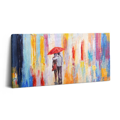 Tablou tipărite pe pânză 100x50 Concept abstract al lumii - cuplu în ploaie