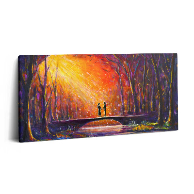 Tablou tipărite pe pânză 100x50 Un cuplu îndrăgostit pictat cu acuarele