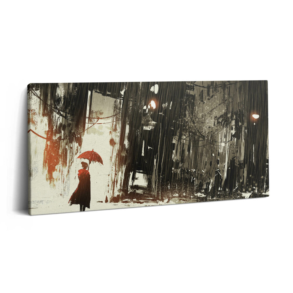 Tablou tipărite pe pânză 100x50 Femeie pictată cu umbrelă