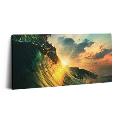 Tablou tipărite pe pânză 100x50 Valul mării și apusul soarelui