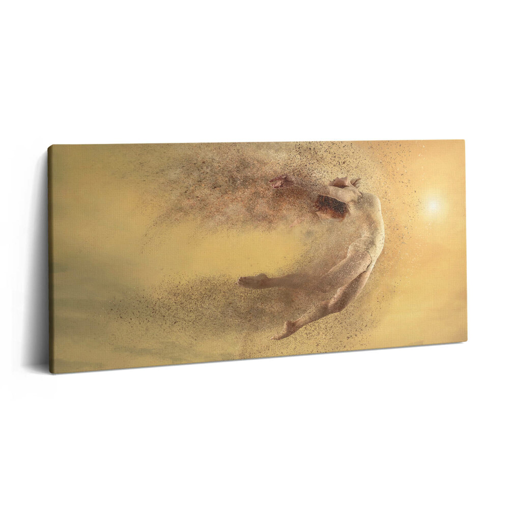 Tablou tipărite pe pânză 100x50 Femeie într-o siluetă dinamică săritoare