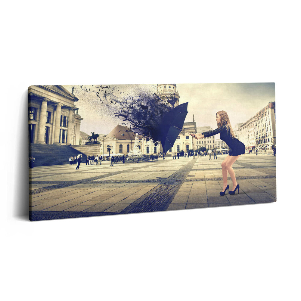 Tablou tipărite pe pânză 100x50 Femeie cu o umbrelă