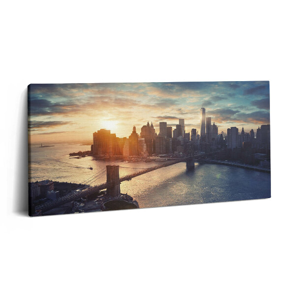 Tablou tipărite pe pânză 100x50 New York Manhattan și apus de soare