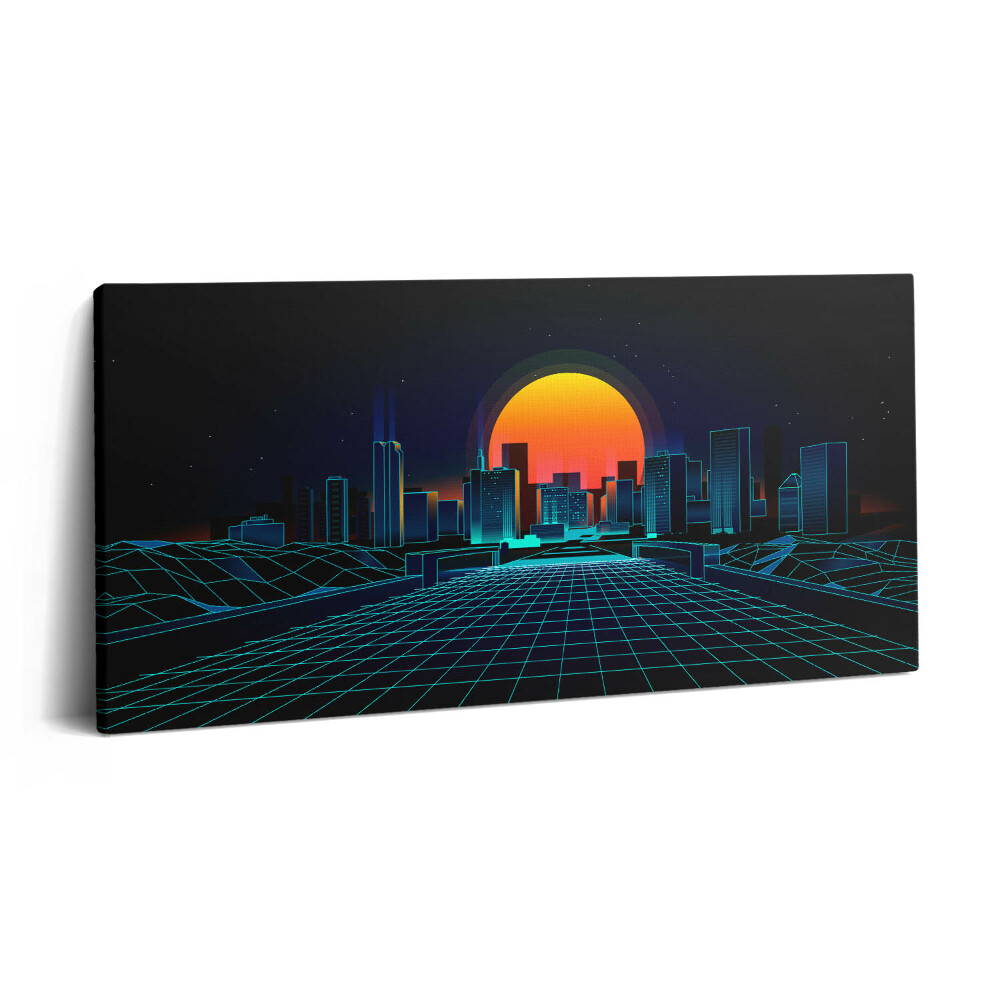 Tablou tipărite pe pânză 100x50 Spațiul cibernetic al orașului