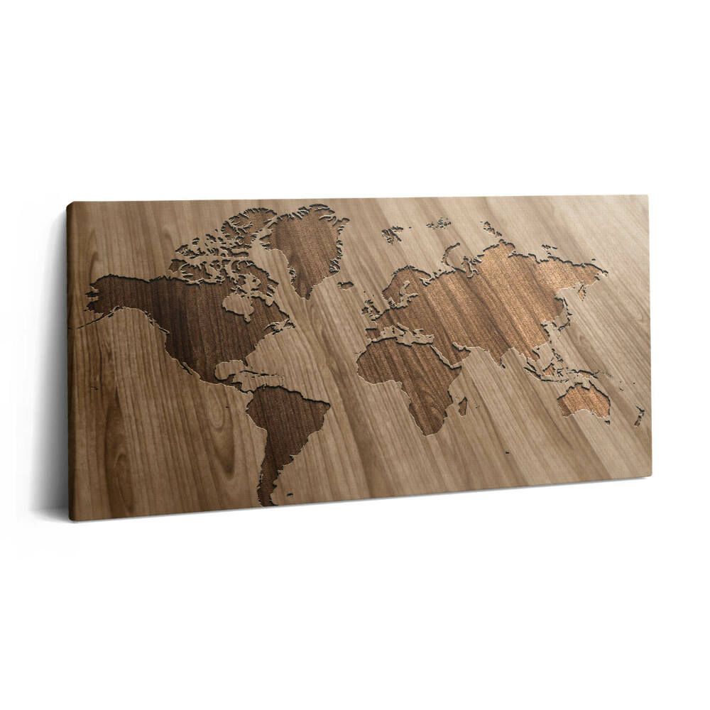 Tablou tipărite pe pânză 100x50 Hartă a lumii pe lemn